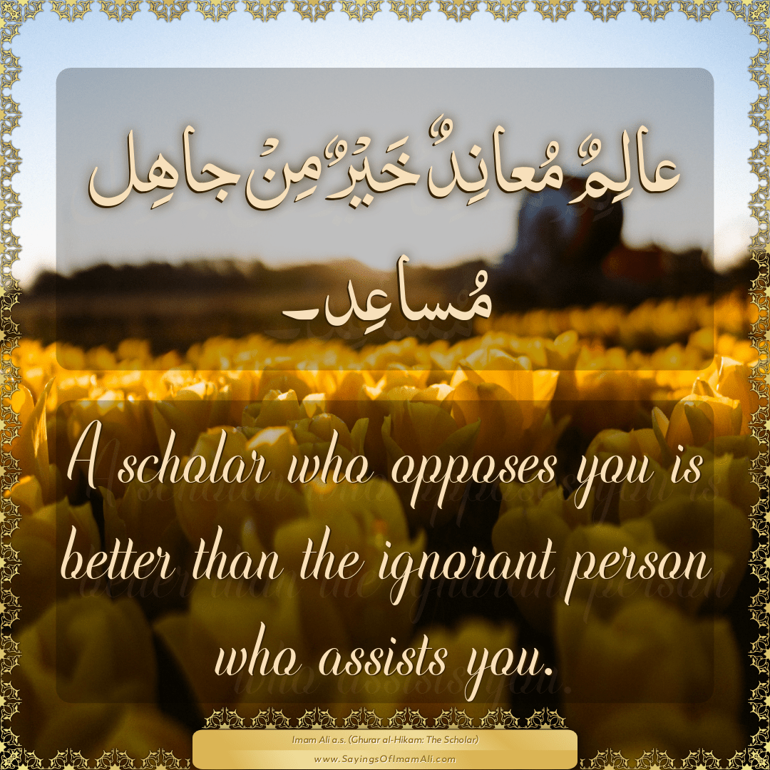 A scholar who opposes you is better than the ignorant person who assists...